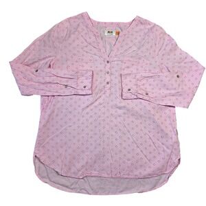 Le Tigre Pink Floral Top Womens‎ L Sleepwear Lounge Blouse Long Sleeve Preppy